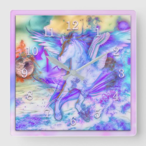 PEGASUS THE DEVINE HORSE SQUARE WALL CLOCK