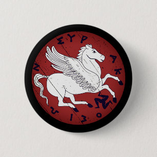 Pegasus, the white winged horse of Greek mythology Button