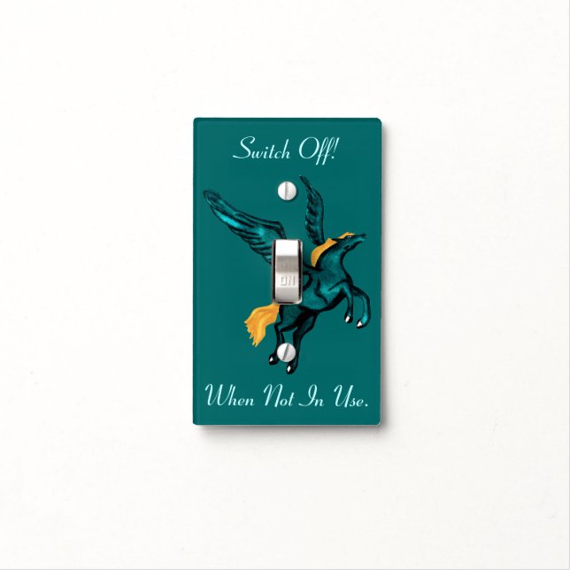Pegasus (Turquoise) Light Switch Cover (In Situ)
