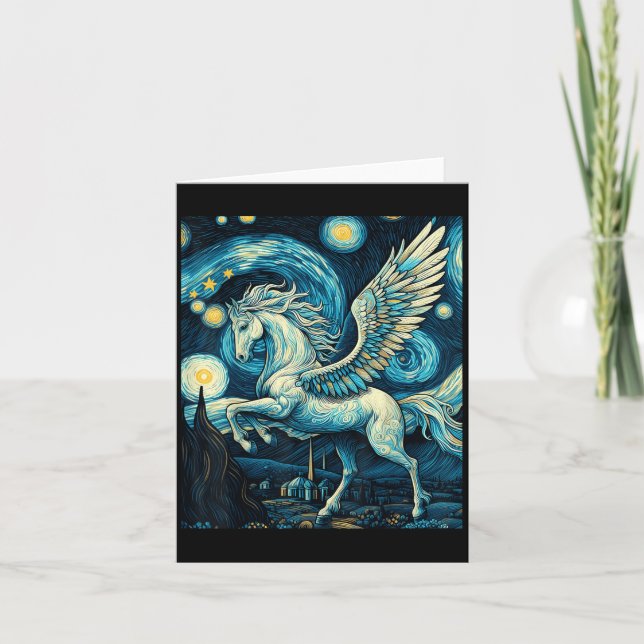 Pegasus Under Starry Night Sky Art Graphic Christm Card (Front)