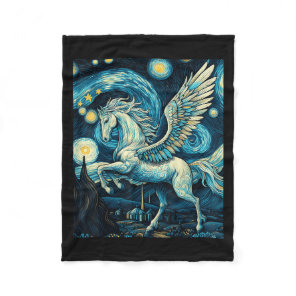 Pegasus Under Starry Night Sky Art Graphic Christm Fleece Blanket