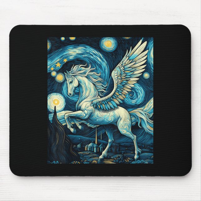 Pegasus Under Starry Night Sky Art Graphic Christm Mouse Pad (Front)