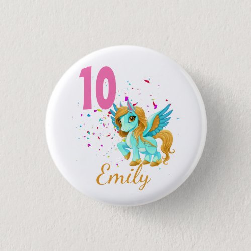 Pegasus Unicorn Colorful Horse Birthday Custom   C Button