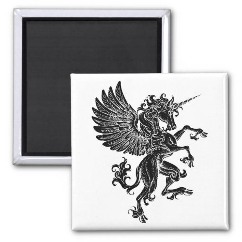 Pegasus Unicorn Rearing Rampant Crest Wings Horse Magnet