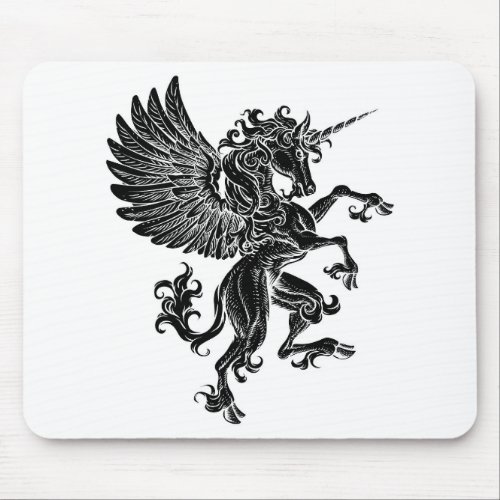 Pegasus Unicorn Rearing Rampant Crest Wings Horse Mouse Pad