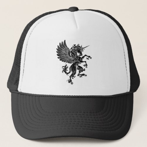 Pegasus Unicorn Rearing Rampant Crest Wings Horse Trucker Hat