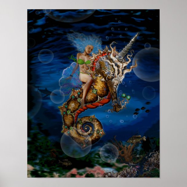 Pegasus Unicorn Seahorse Poster (Front)