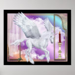 Pegasus Unicorn Window Scene Poster