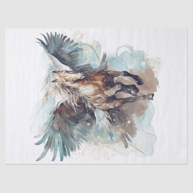 Pegasus Watercolor Decoupage Tissue Paper (Front)