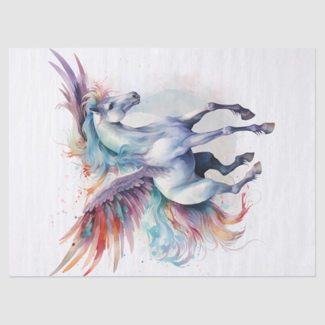 Pegasus Watercolor Decoupage Tissue Paper (Front)