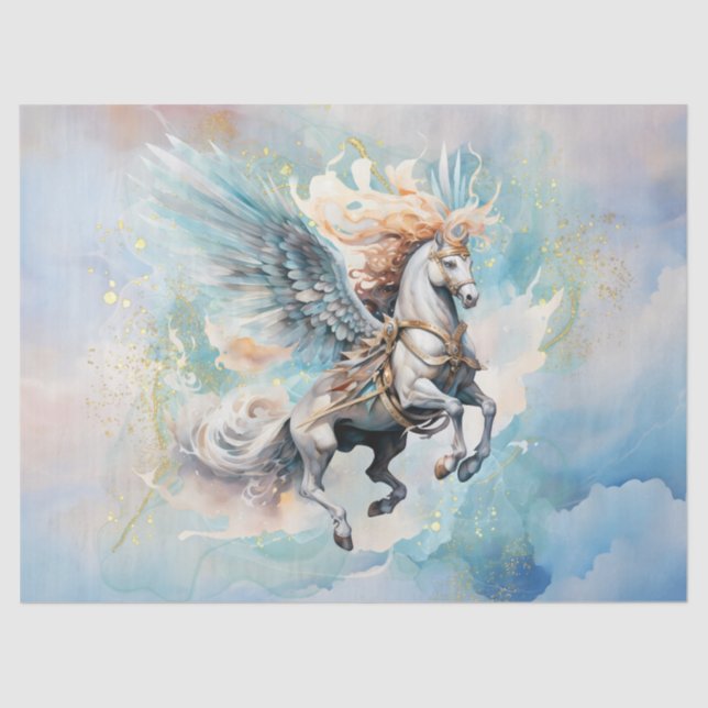 Pegasus Watercolor Decoupage Tissue Paper (Front)
