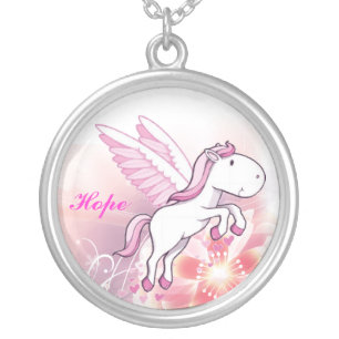 Pegasus Winged Horse - Hope Silver Plated Necklace