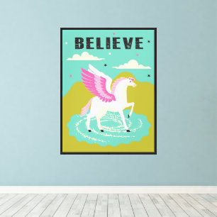 pegasus winged horse retro mod pop art canvas print