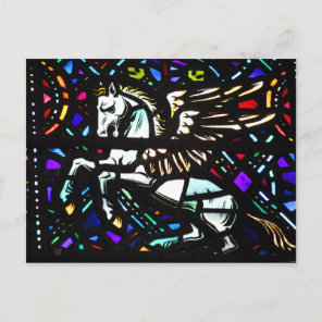 Pegasus Winged Horse Stained Glass Fantasy Postcard