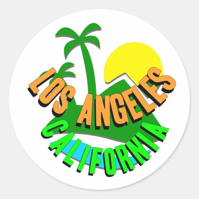Pegatin Los Angeles California Classic Round Sticker (Front)