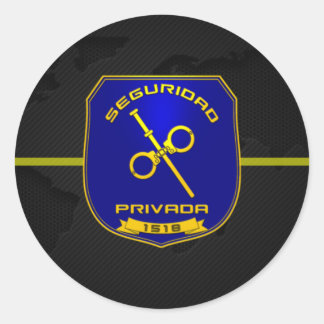 Pegatin Private Security Spain Color Classic Round Sticker