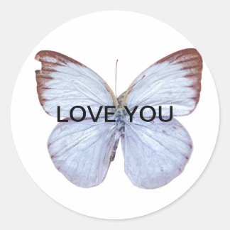 pegatina La mariposa, anuncia las flores y el amor Classic Round Sticker
