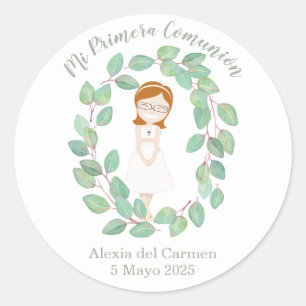 Pegatina Primera Comunión modelo Alexia Classic Round Sticker