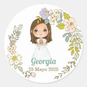 Pegatina redonda Primera Comunión GEORGIA Classic Round Sticker