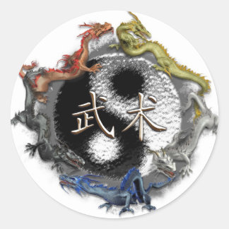 pegatinas 5 dragones classic round sticker
