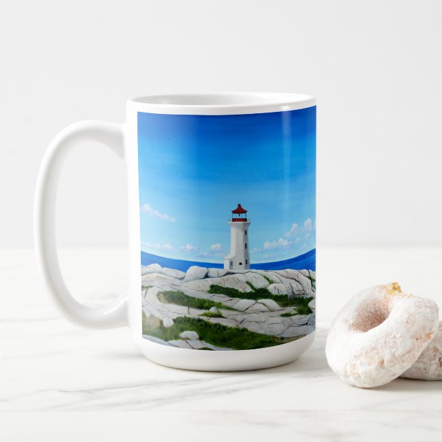 Peggy's Cove Lighthouse Coffee Mug (With Donut)