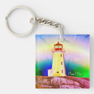 Peggy's cove lighthouse halifax Nova Scotia Canada Keychain