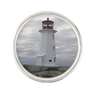 Peggy's Cove Lighthouse Lapel Pin, Silver Plated Pin
