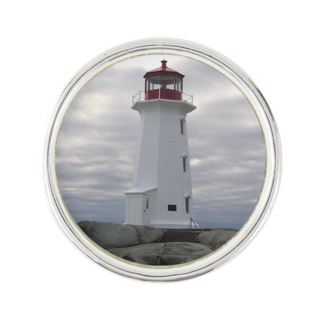 Peggy's Cove  Lighthouse Lapel Pin, Silver Plated Pin (Front)