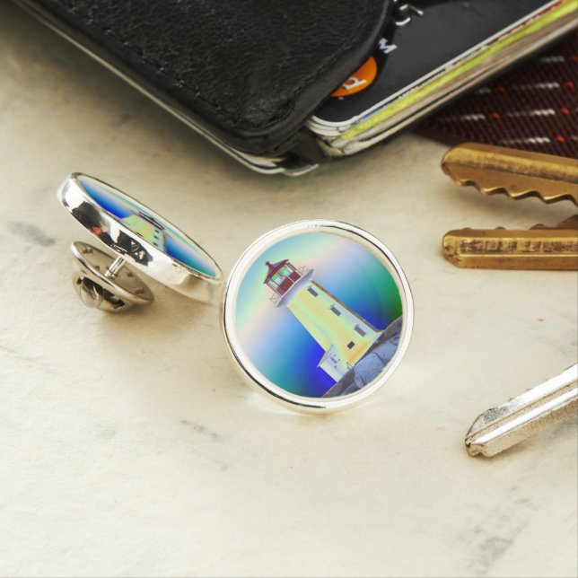 Peggy's Cove  Lighthouse Lapel Pin, Silver Plated Pin (In Situ)