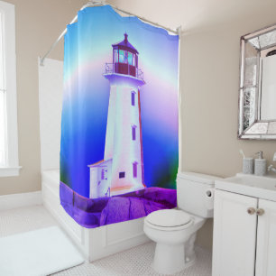 Peggy's Cove  Lighthouse Route Nova Scotia custom Shower Curtain