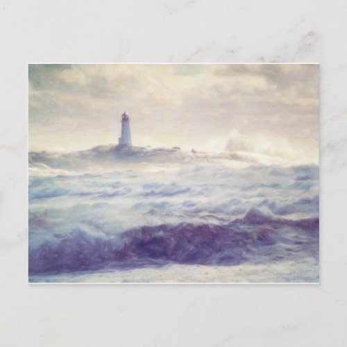 Peggys Cove Lighthouse Storm  Shawna Mac Postcard