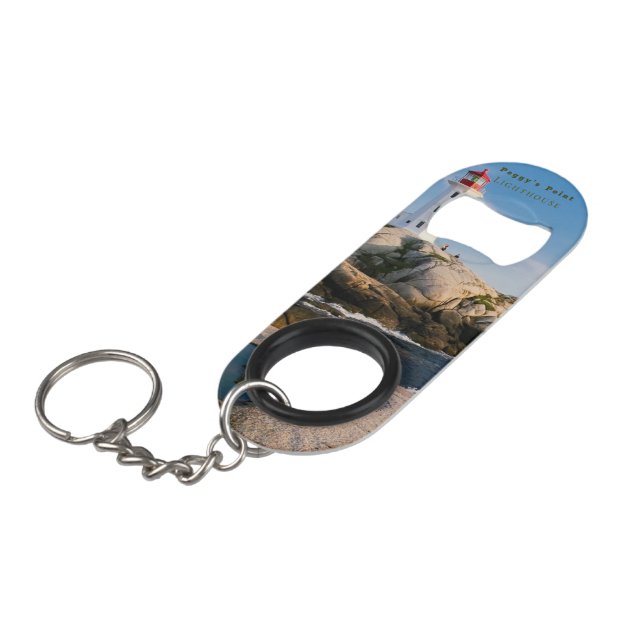 Peggys Point Lighthouse Atlantic Canada Keychain Bottle Opener (Front Angled)
