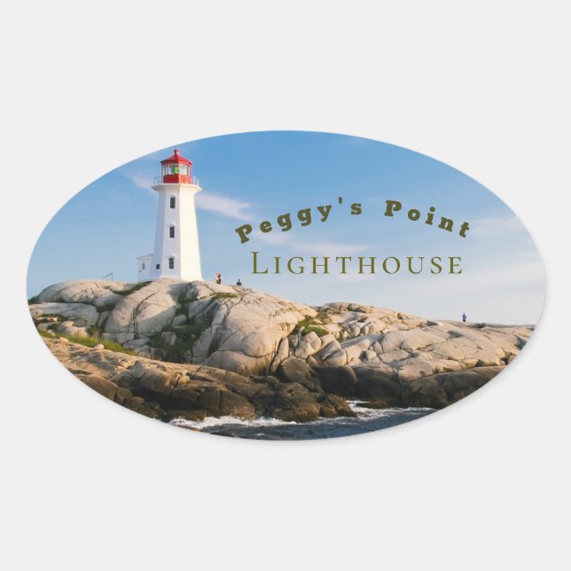 Peggys Point Lighthouse Atlantic Canada Oval Sticker (Front)