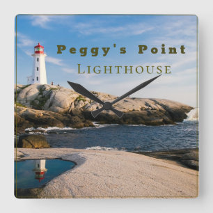 Peggys Point Lighthouse Atlantic Canada Square Wall Clock