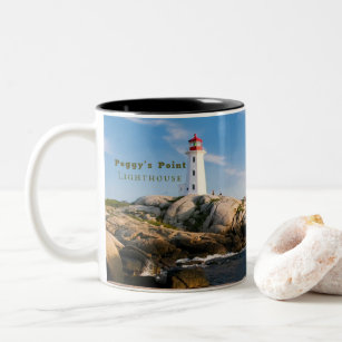 Peggys Point Lighthouse Atlantic Canada Two-Tone Coffee Mug