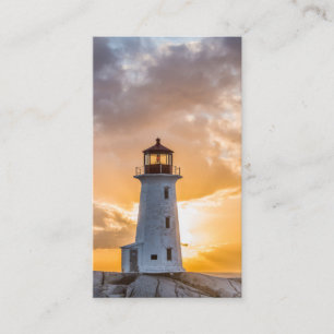 Peggys Point Lighthouse Sunset Business Cards