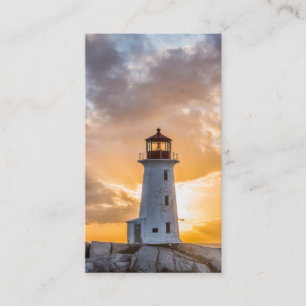 Peggys Point Lighthouse Sunset Business Cards