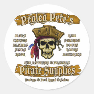 Pegleg Pete's Pirate Supplies Classic Round Sticker