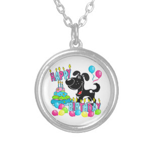 PEGUI Pups Happy Birthday - Shadow Silver Plated Necklace