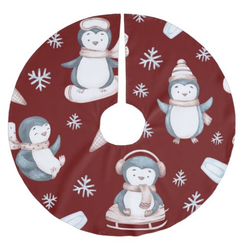 Peguins Having Fun Brushed Polyester Tree Skirt