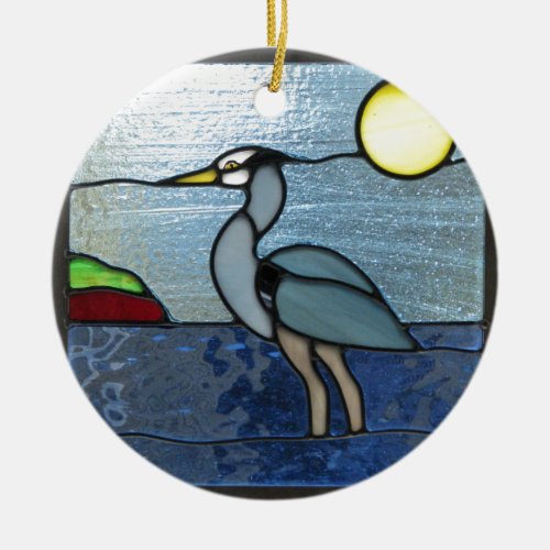 PEI Blue Heron Ceramic Ornament