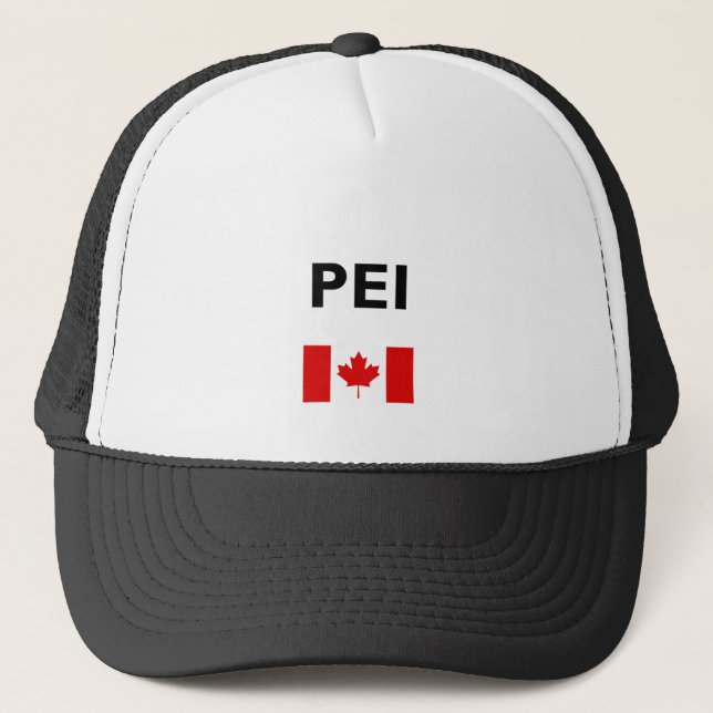 PEI Canada Canadian Flag Light-Color Trucker Hat (Front)
