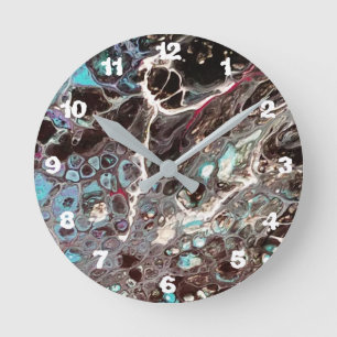 Peinture abstrite artisanale - Kook Art - Horloge Round Clock