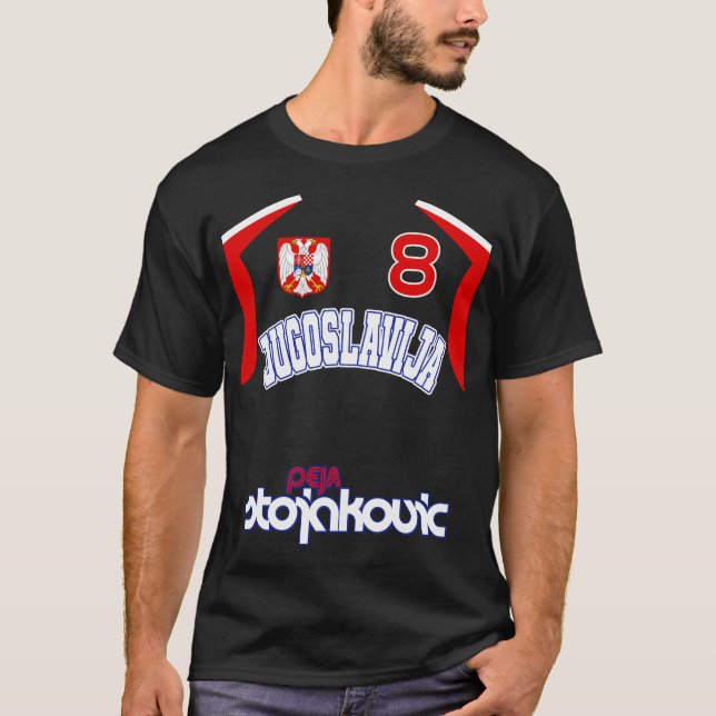 Peja Stojakovic Retro Yugoslavia Euro Basketball F T-Shirt (Front)