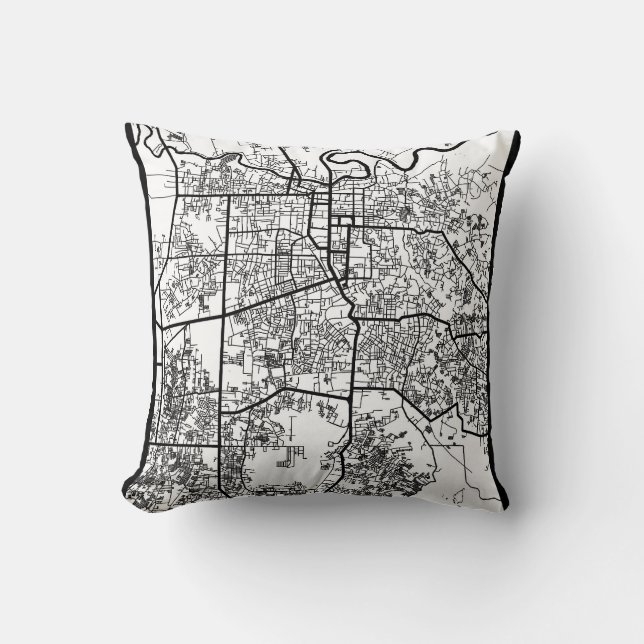 Pekanbaru Indonesia City Map Throw Pillow (Front)