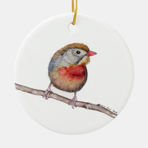 Pekin Robin Bird Leiothrix lutea Christmas Decor Ceramic Ornament