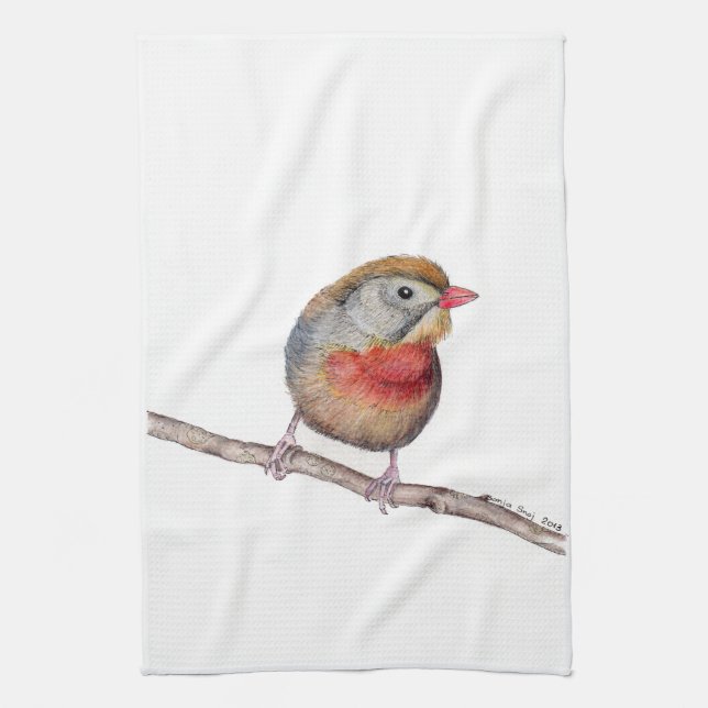 Pekin Robin Bird (Leiothrix lutea) Kitchen Towel (Vertical)
