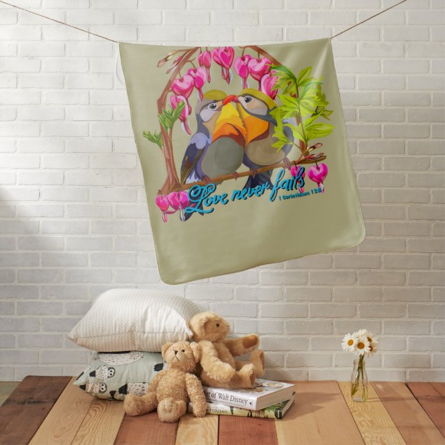 Pekin Robins—Leiothrix Love Never Fails Baby Blanket (In Situ)