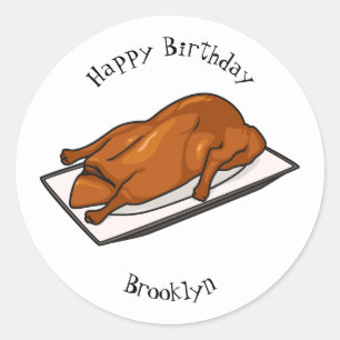 Peking duck cartoon illustration classic round sticker