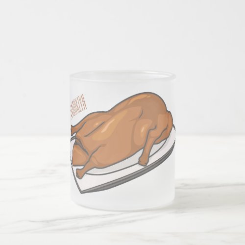 Peking duck cartoon illustration  frosted glass coffee mug